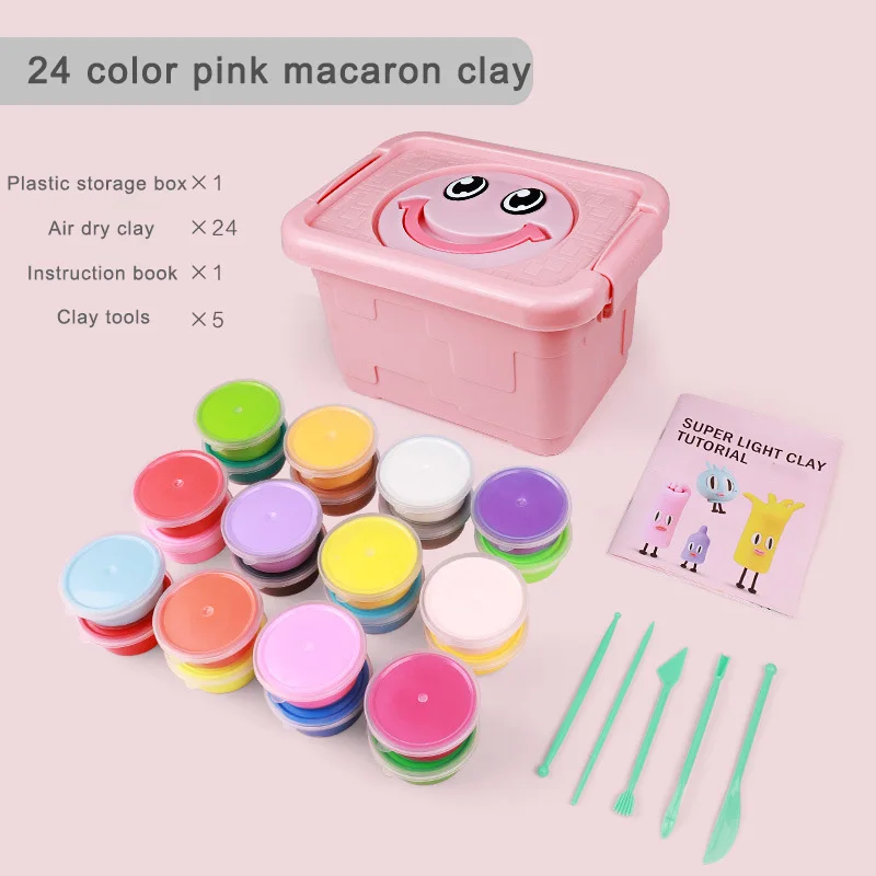clay children educational kits toys supplies plastic box 12 color slime dough clay kit