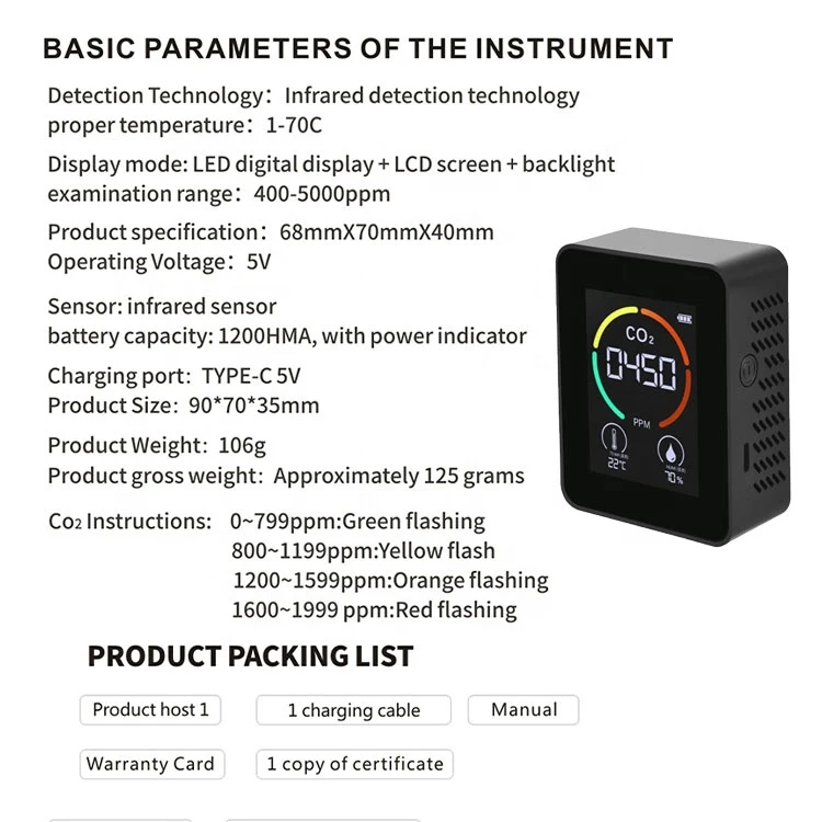 New Multi Portable Carbon Dioxide Co2 Detector Sensor Air Quality Monitor co2 detector