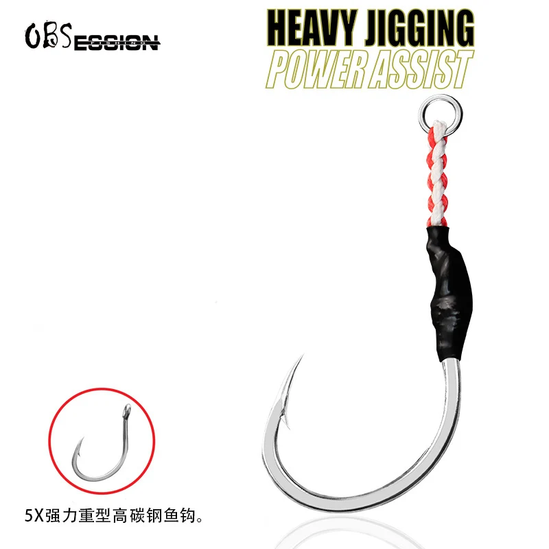 WCH49 2pcs/bag Fish hook manufacturers wholesale heavy-duty barbed fish hooks with high carbon steel solid loops of PE