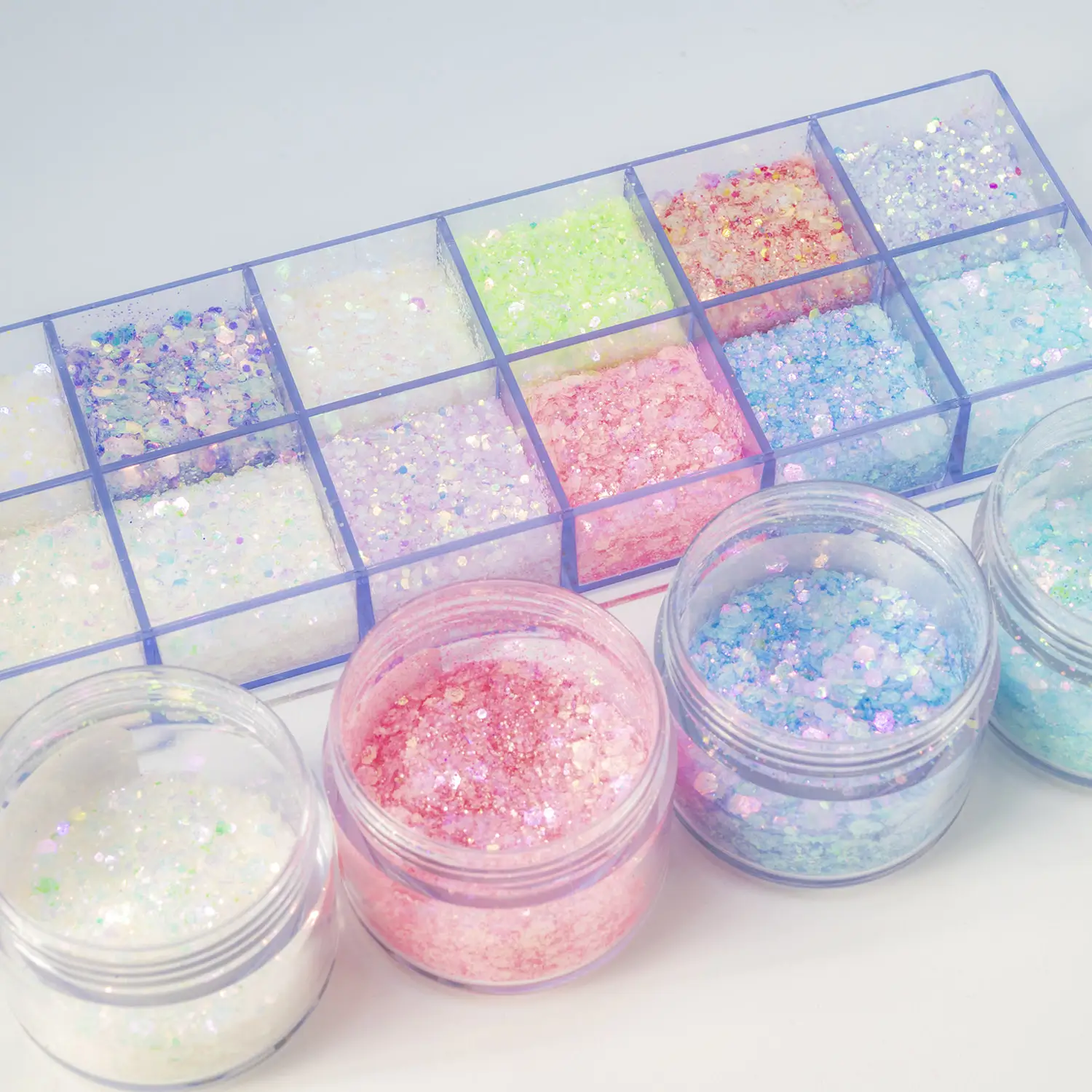 Custom Glitter Gel Colorful Nails Diy Acrylic Nail Supplies Manicure Tips 12 Grids Face Makeup Eyeshadow Glitter