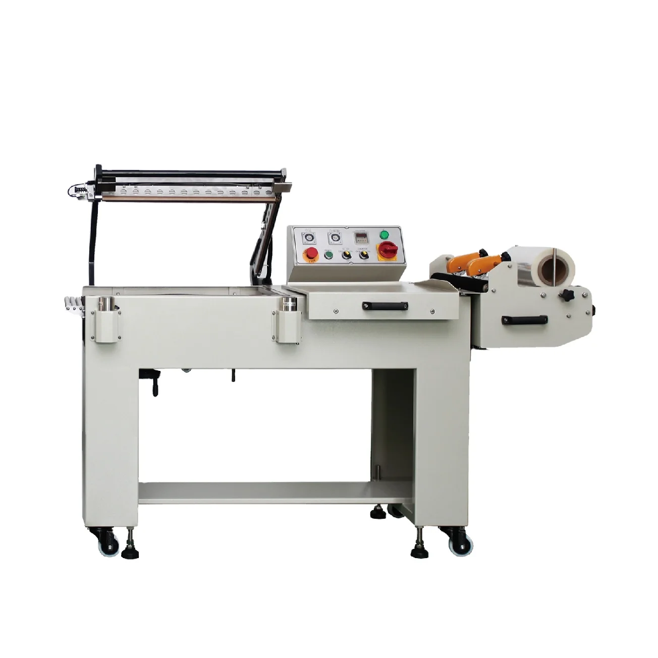 
High capacity semi-auto pouch shrink tunnel packing machine for promotion combined products 