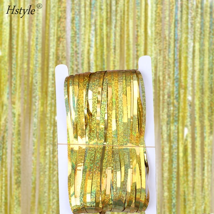 1*4M Laser Curtain Photographing Background Foil String Shimmer Backdrop Garland Curtain For Wedding Party Decor SD011