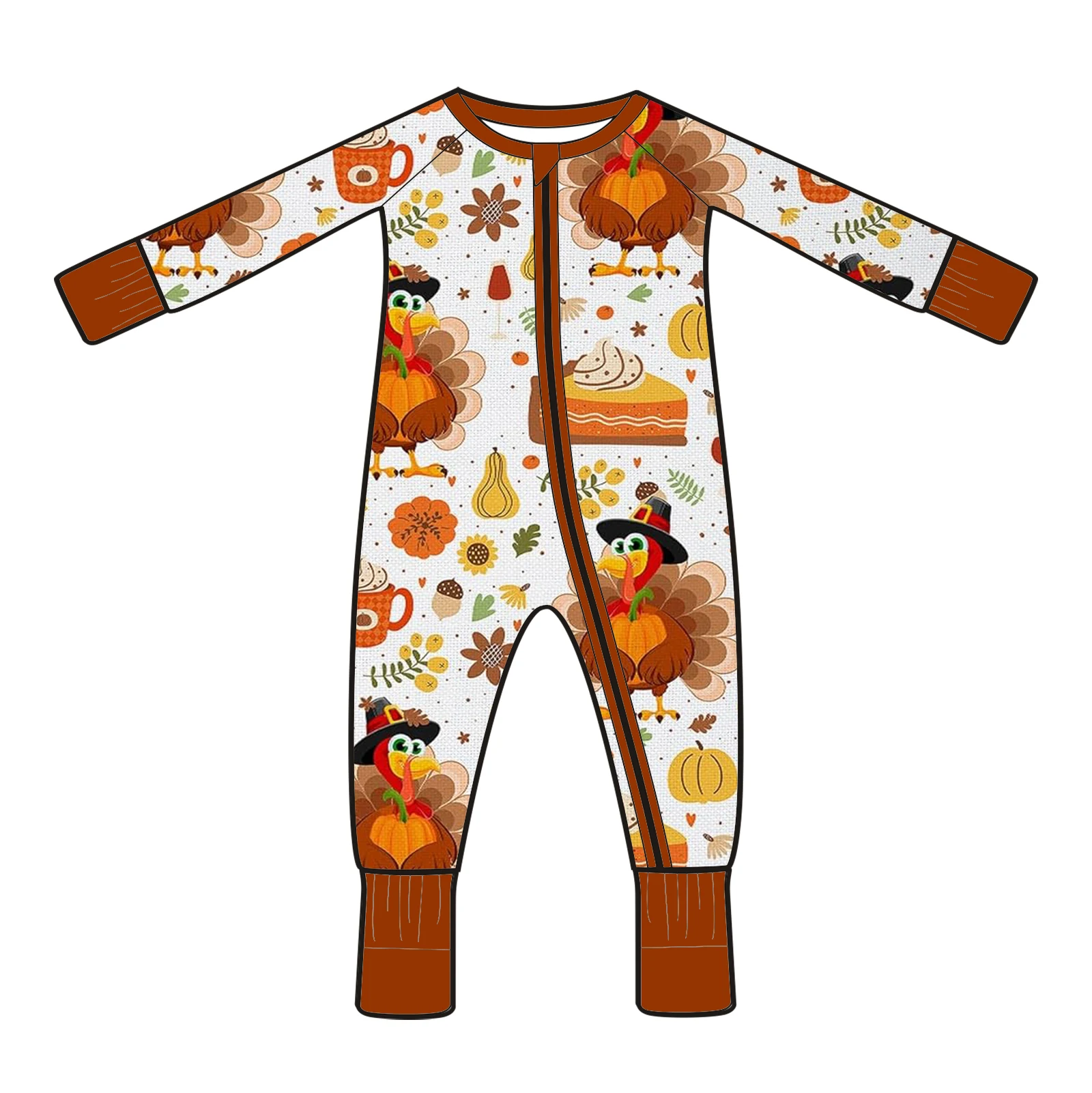 Custom Print Zippy Bamboo Viscose preemie Jumper suit Pajamas Newborn Sleepers Baby Stride Zipper Rompers