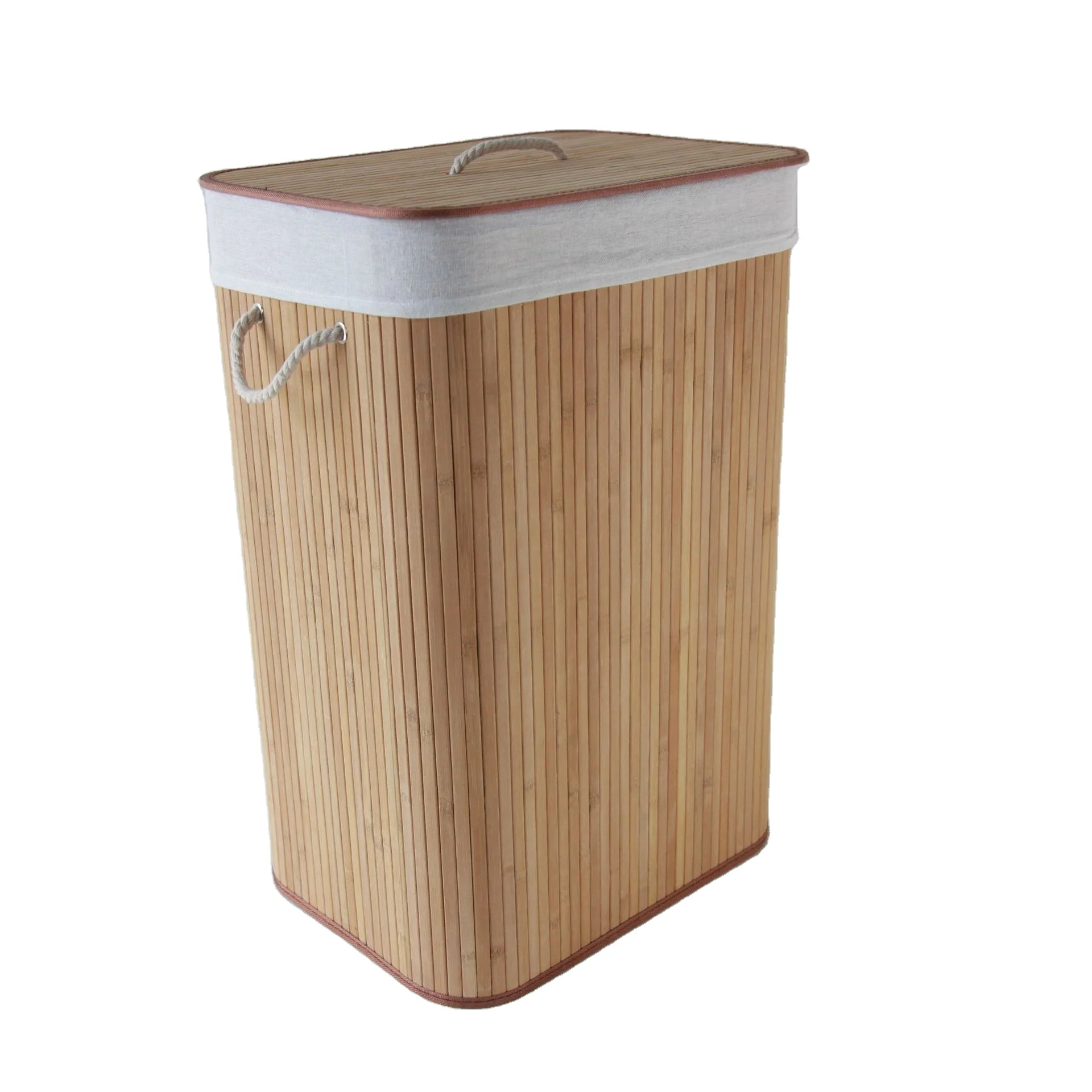 bamboo basket home collapsible waterproof cotton rope  laundry bag  hamper with handle