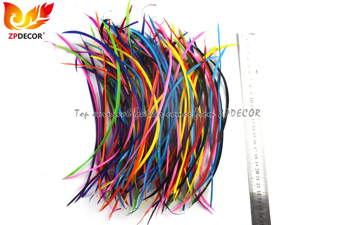 ZPDECOR Wholesale Stock 32 Colors High Quality Stripped Dyed Goose Biot Feathers for Fashion Clothing and Carnival Headdress