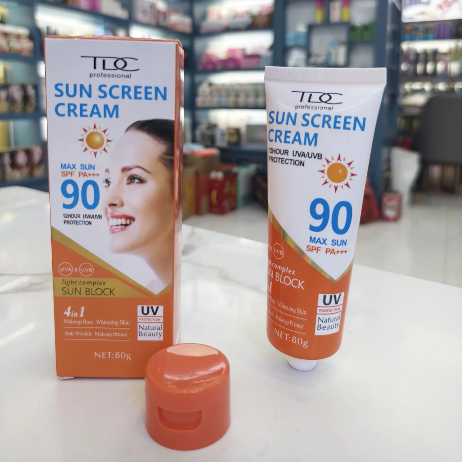 Hot Selling Lasting  Natural Whitening Spf 90 PA+++ Sunblock Sunscreen Cream Skin Care Nourishing Preventing Skin Cream