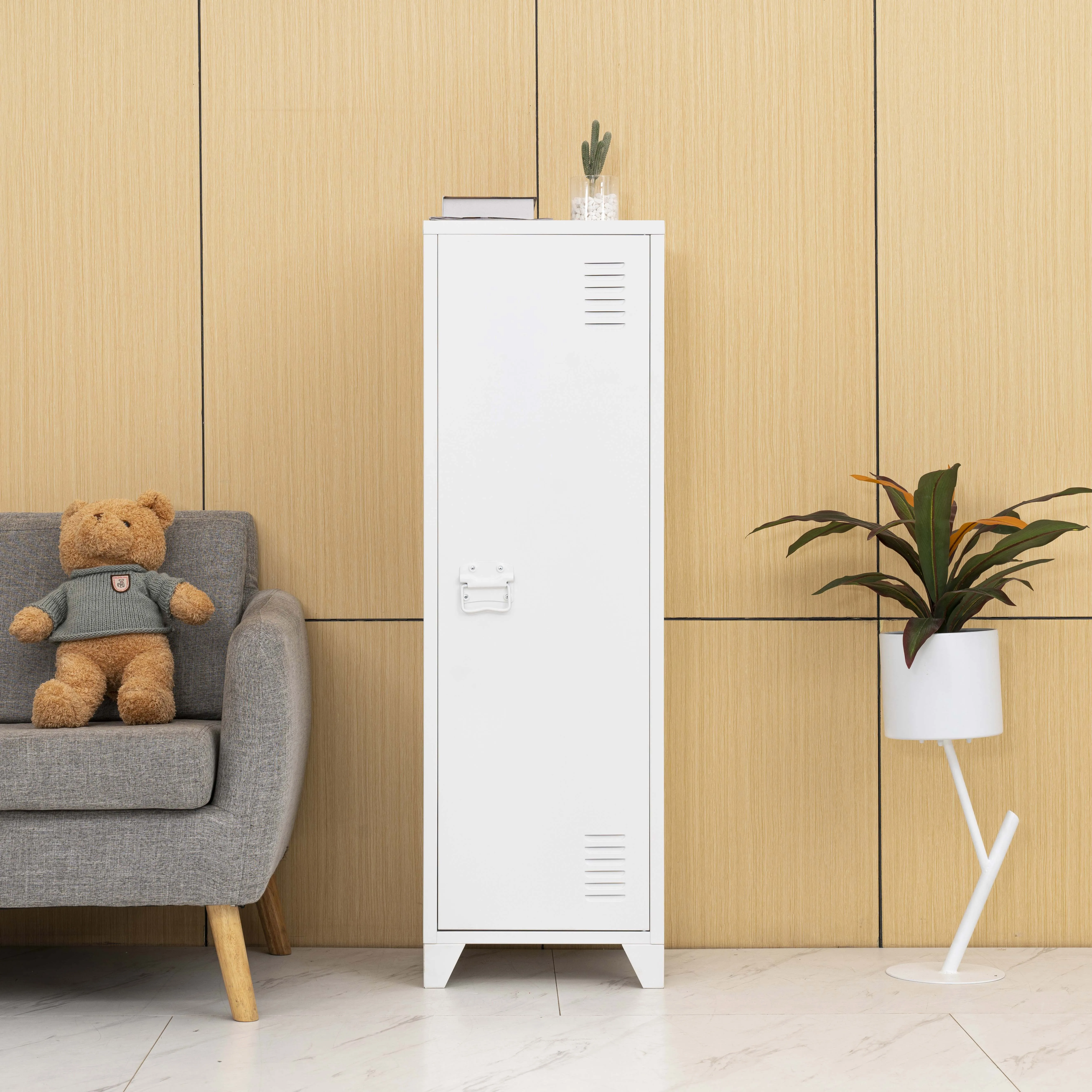 Single Door Steel Locker Storage Cabinet 1 Tier Gym Metal Locker