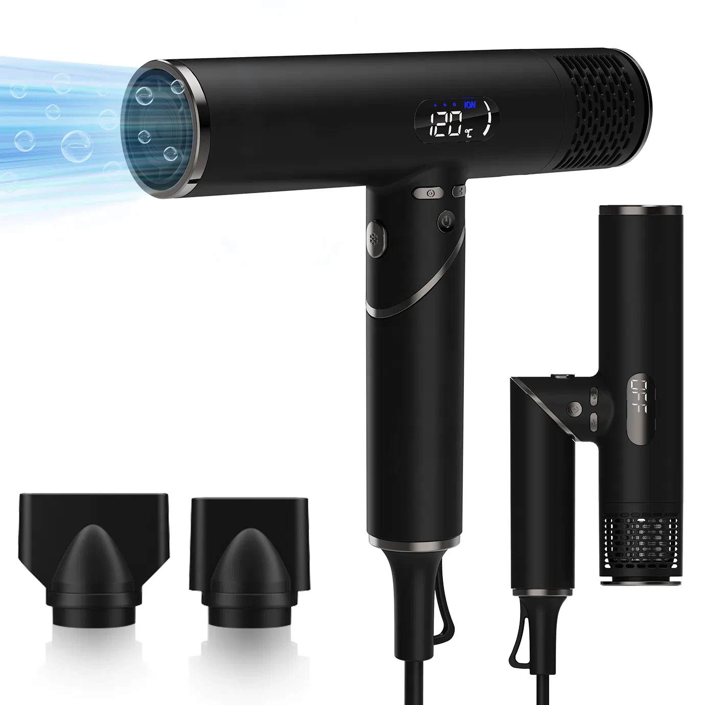 New Design High Speed Hair Dryer T Shaped Professional Folding Mini Hair Dryer Set Brushless Motor with Negative Ion