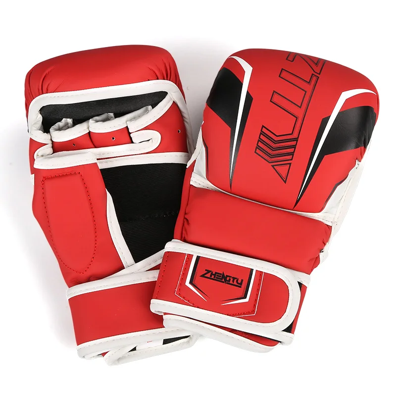 Custom High Quality OEM MMA Sparring Gloves for Muay Thai Training punching bag Work Open Palm UFC Glove