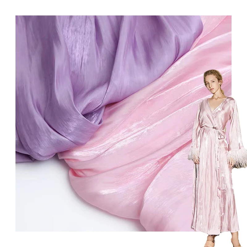 Rainbow Island Bright Silk Memory Satin Dress Fabrick, Gloss Flash Satin Silky Satin Organza Shirt Fabric