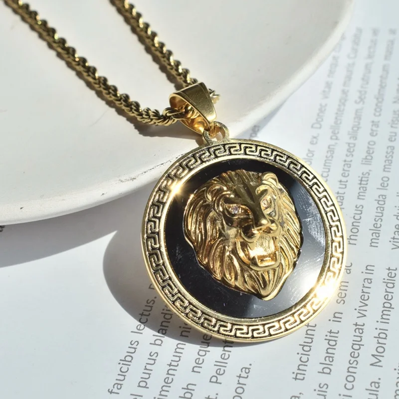 MECYLIFE Acero Inoxidable Joyeria 3D Men Hiphop Jewelry Necklace Zircon Eye Fashion Lion Head Pendant Necklace