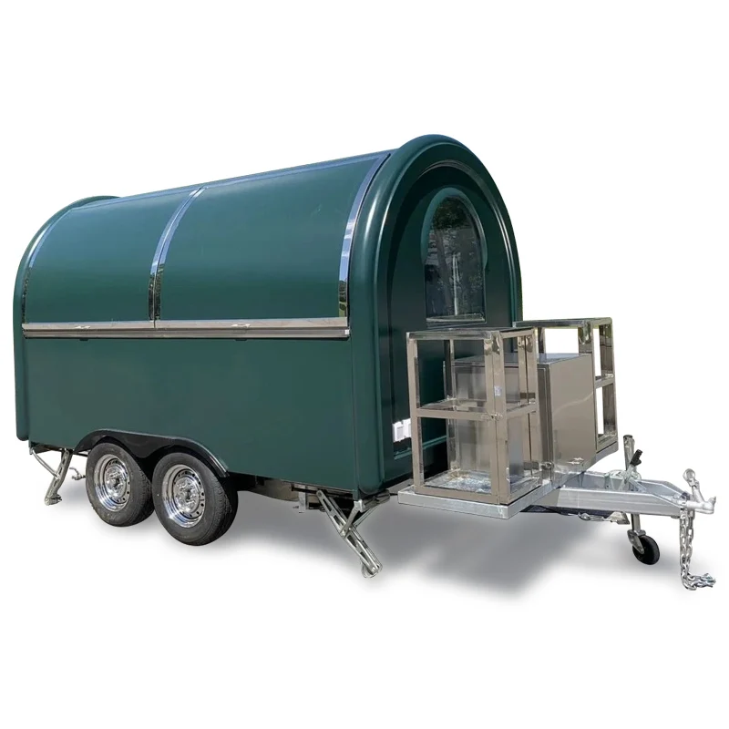 Blue fast food cart, pizza trailer with sliding window.  ISO approved  food truck