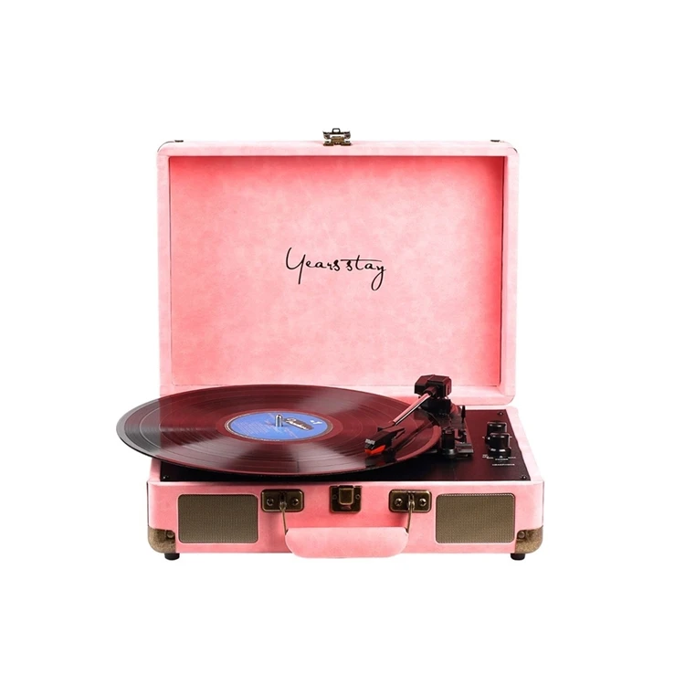 Hot-selling New Suitcase-style Pink Vinyl Turntable Record Player
