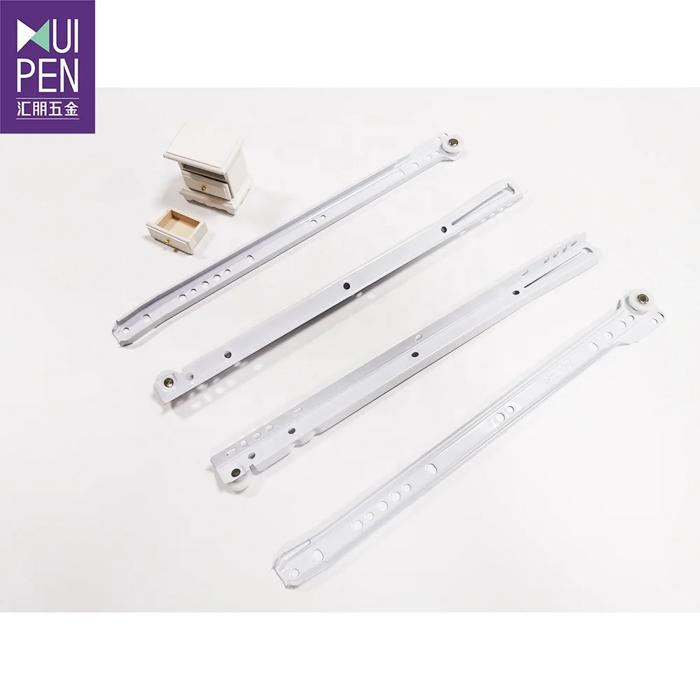 Factory price sliding channel paint coat drawer slides with White Nylon Wheel FGV type drawer rebound sliding runner self closed