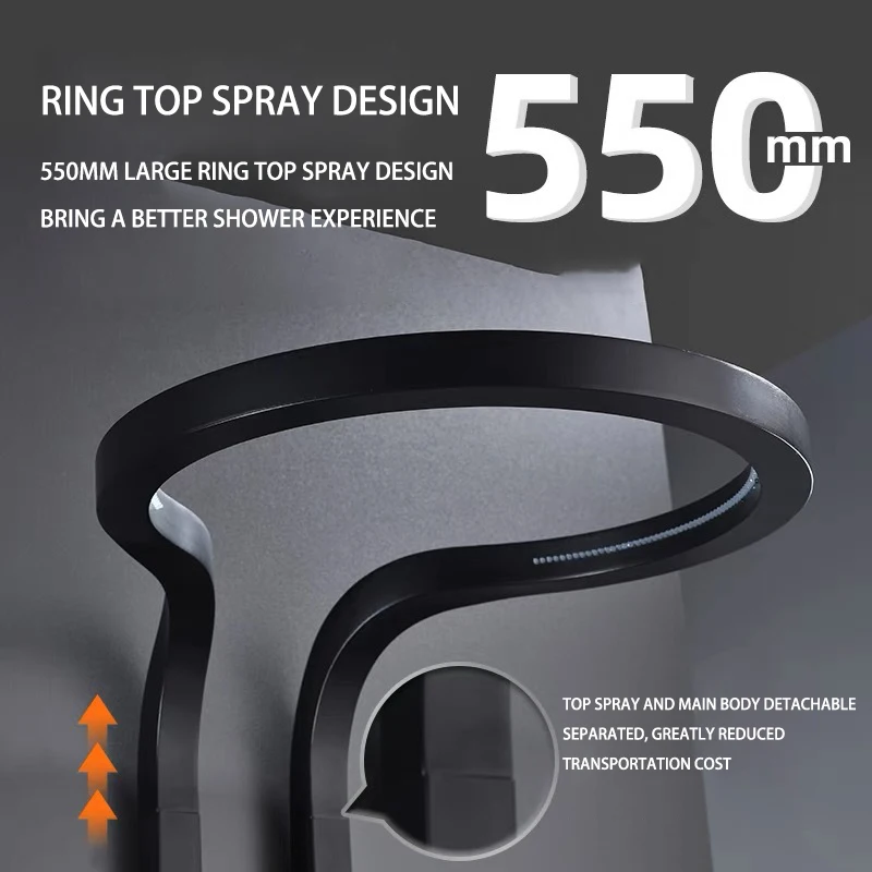 2024 TikTok Hot Sale Black Multifunction Bathroom Waterfall Rainfall Stainless steel Shower Panel Column Sprinkler Massage Set