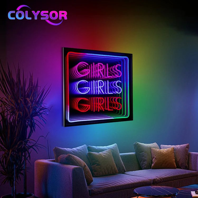 New Sign Custom Logo Home Decor Girls Flex Light Bathroom Bedroom LED Neon Infinity Mirror