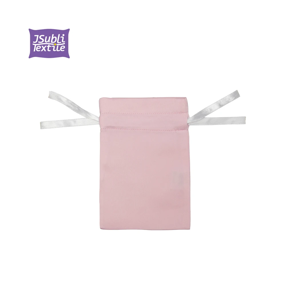 12*17cm Custom Logo Label Craft Sublimation  Wholesale Pink Jewelry gift  Cosmetic Small Drawstring Makeup Bag