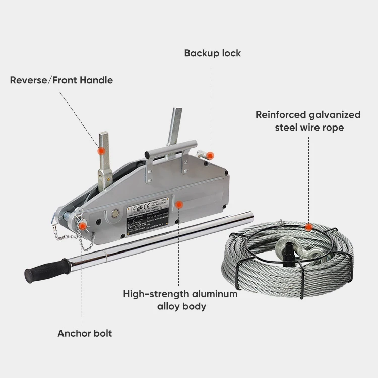 Alloy Lever Winch Hoist 500 Kg Steel Wire Rope Hoist Lever Block