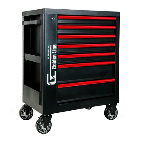 black 7 drawer mobile tool trolley with 4 casters for workshop tool storage cabinet