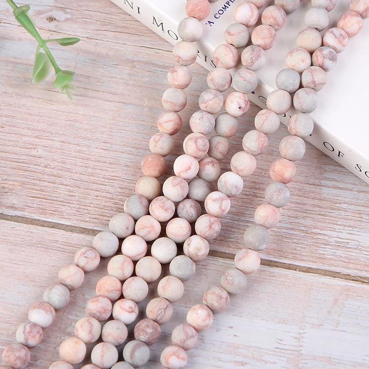 Hot Sale 4mm 6mm 8mm 10mm 12mm Natural Matte Natural Round Beads Opal Pink Opal Beads For Diy Jewelry Making