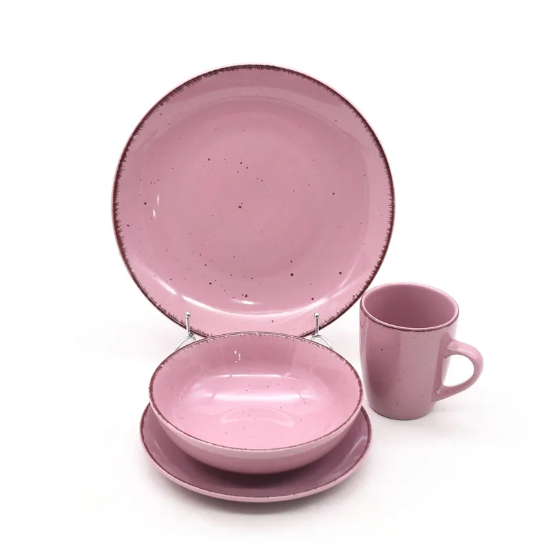 Food Grade USA Melamine Nature Dinnerware 12pcs Melamine Solid Dinner Set