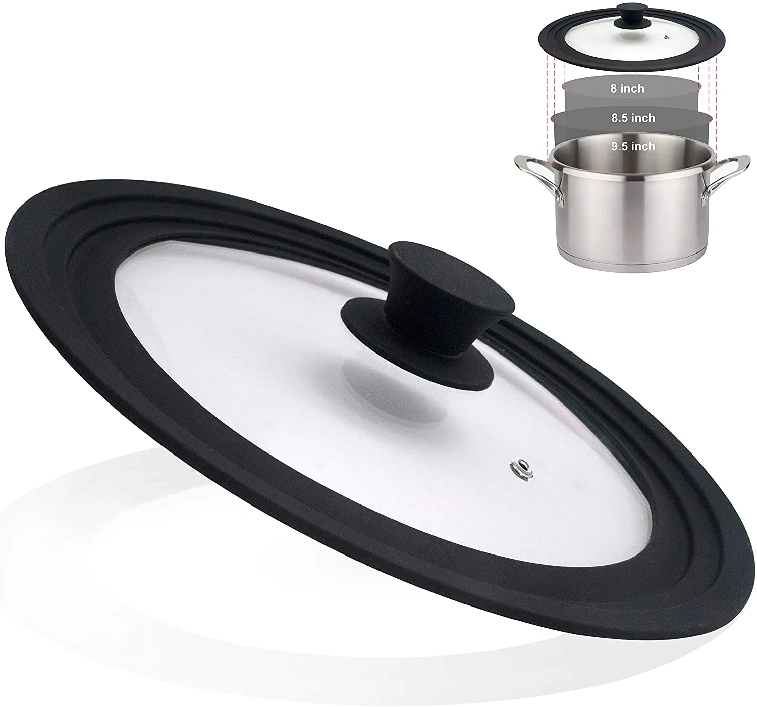 Wholesale 20-22-24cm Universal Silicone Glass Tempered Lid Covers for Pots and Pans