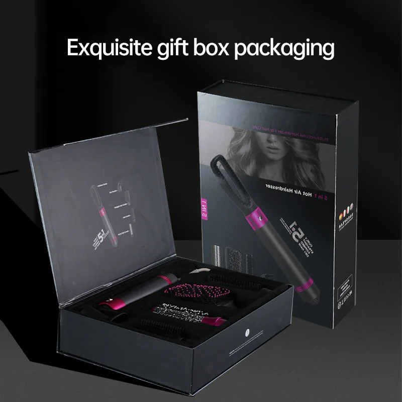 Electric Straightener Curler Hot Air Brush Blow Dryer Volumizer 5 in 1 Hair Styler 1200W Hair Dryer Brush Styling Toot Set