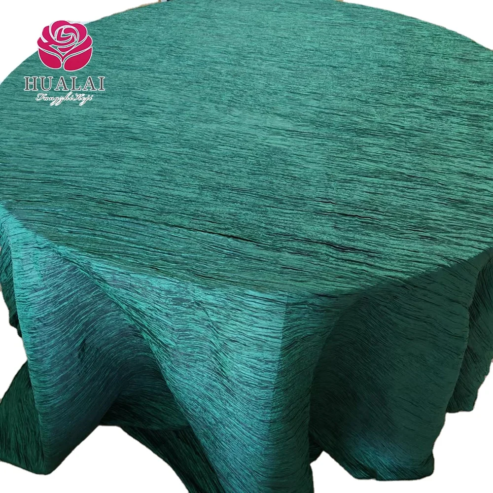 Изумрудно-зеленое столовое постельное белье из морщинистой тафты, скатерти серебристого, золотого, красного цвета на выбор