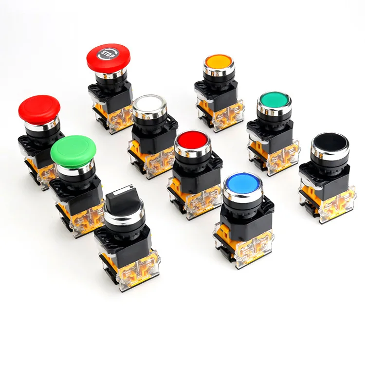 The most popular high-quality LA38 self-locking button switch with light Kill switch 2/3 position rotary button switch