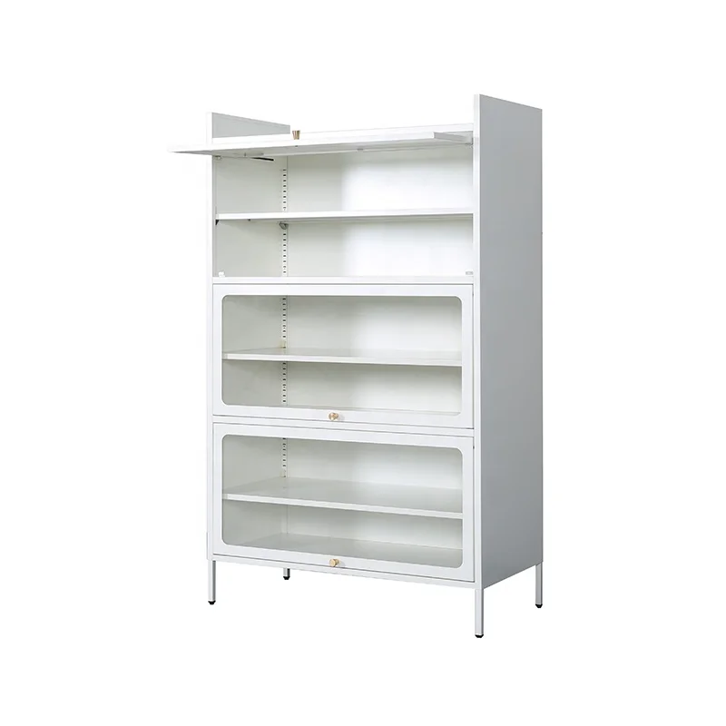 Kitchen Storage Rack Cabinet Kitchen Cupboard Organizer Kitchen Sideboard Living Room Display Cabinet Metal With GlassDoor