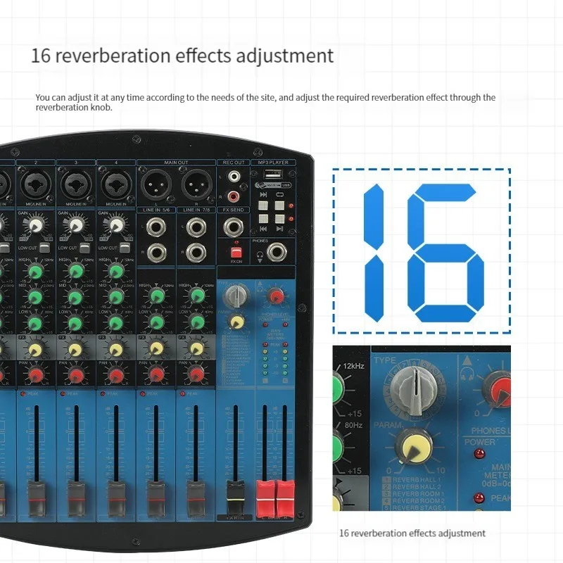 TEBO Professional audio mixer audio 4 channels mini mixer 16dsp&48V power home party