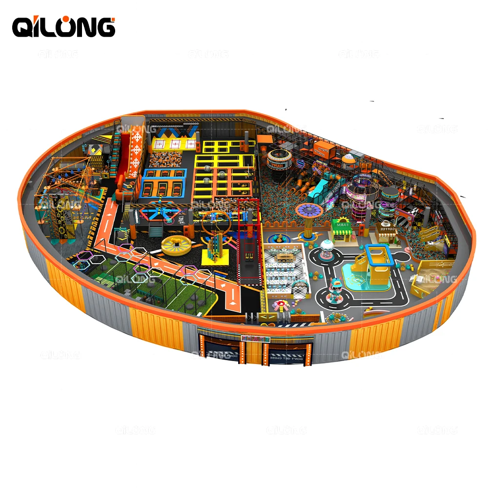 Kids Best Custom Made Commercial Kids Big Indoor Children Trampoline Park with Ninja Warrior Course Adult Playground Equipment
