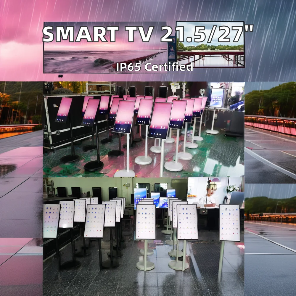 New Trend 21.5/27 Inch Smart Android 12 Interactive Portable Touch LCD Screen TV WiFi IP65 Rated Indoor Elevator Use