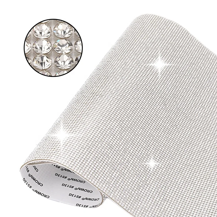Bling Crystal Silver Colorful Rhinestone Sheet 59x7.9 Inch DIY Decorative Sticker Car Craft-Self-Adhesive Diamond Gems Sticker
