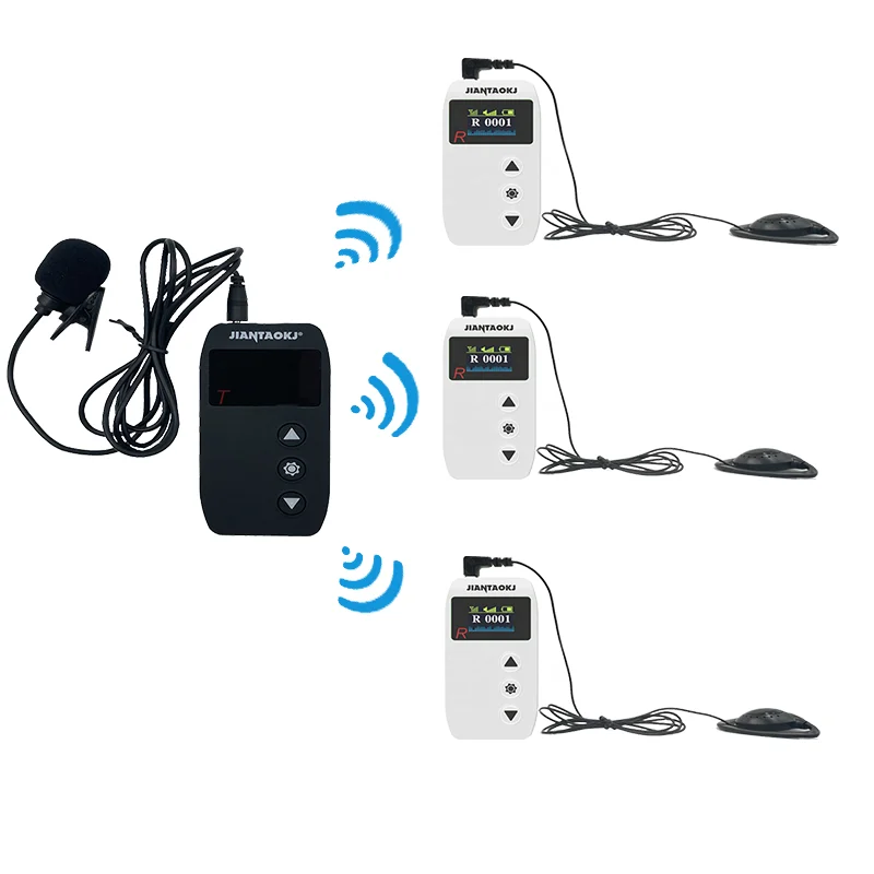 JIANTAO Wireless Tour Guide System 1/2 Transmitter 10/15 Receivers Walikie Talkie For Museum Excursion Factory Training Church