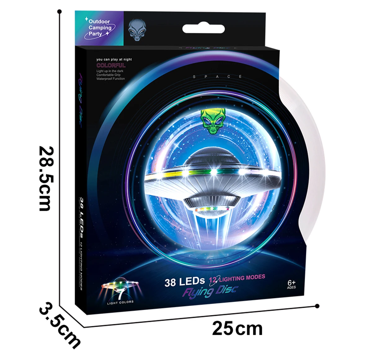 Waterproof light up Flying Disc Ultimate frisbeed Outdoor Sports custom flying disc with 12 led lights modes