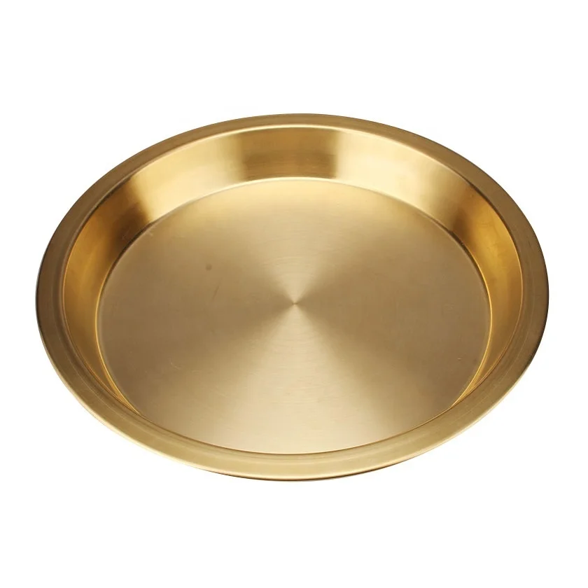 High quality luxury metal brass round serving tray