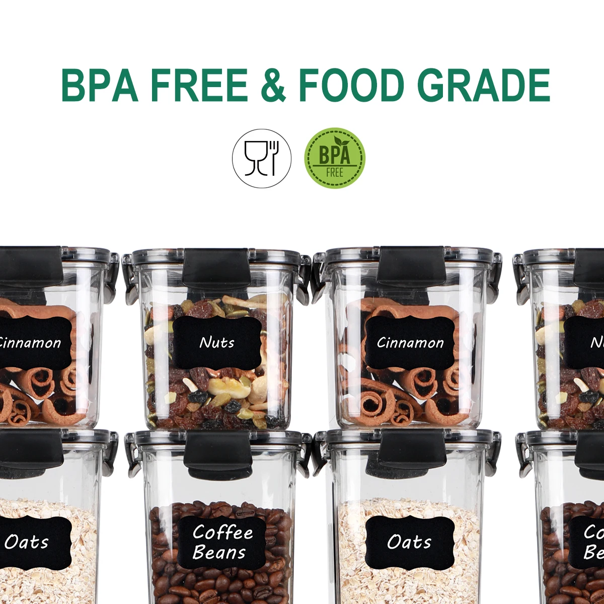 24 Pack Airtight Food Storage Container Set, Plastic Cereal Containers Storage Set with Lids, BPA Free Spaghetti Container