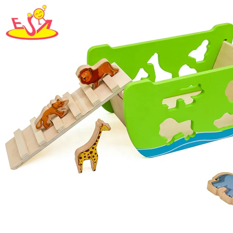 2023 wholesale attractive kids wooden noahs ark play set for early learning W12D078