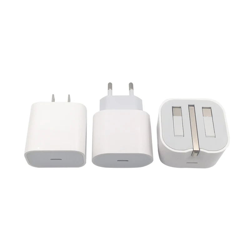 EU US UK iPhone Charger 20W PD USB-C Wall Charger QC 3.0 Type-C Fast Charging Travel Charger Foldable Plug UK 3 Pin  with cable