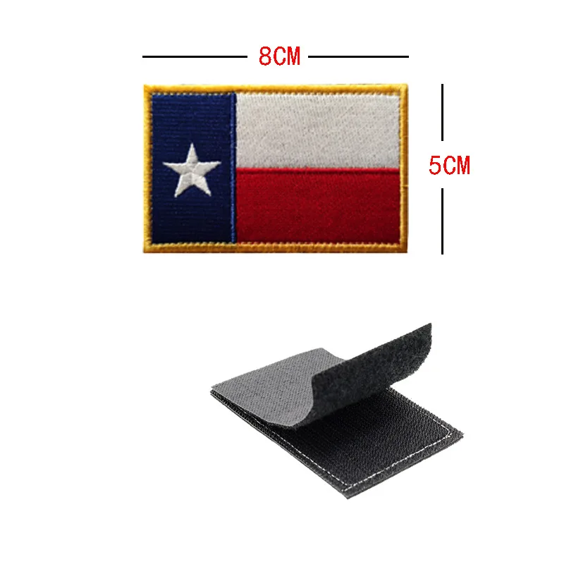 Custom US State Texas Flag Badges Tactical Armband Embroidery Patches with Hook and Loop