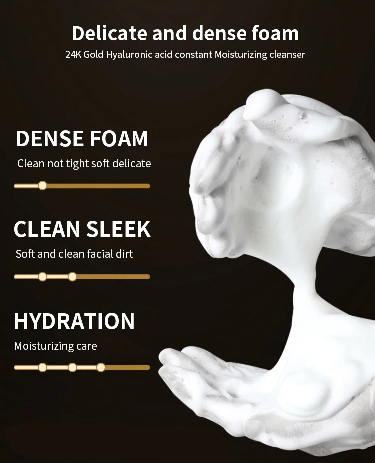 SERSANLOVE Face Wash Skincare Products Facial Cleanser Oil Skin Acne Control 24K Gold foil Cleanser Face Hydrating Cleanser
