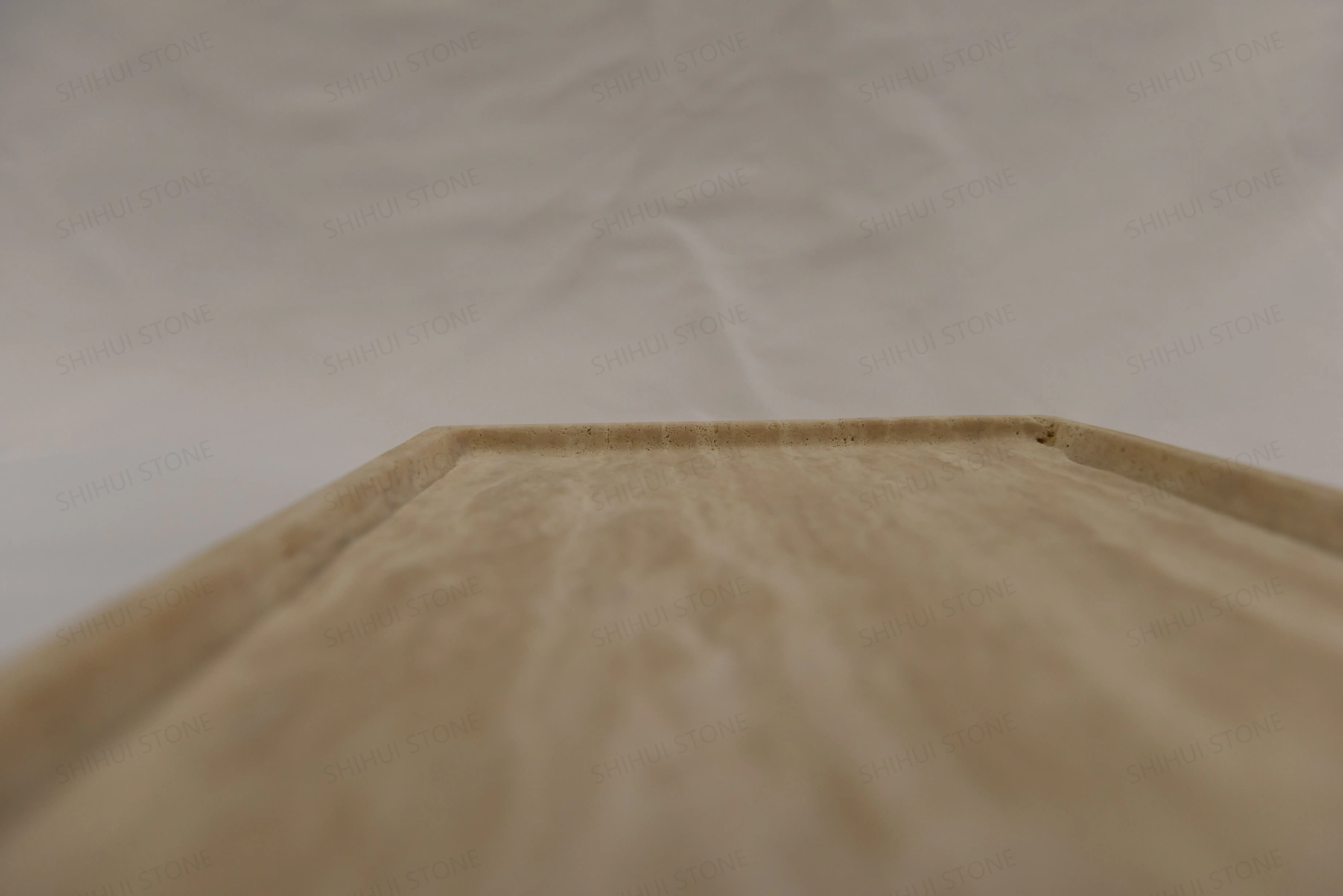 SHIHUI Wholesale Natural Stone Rectangle Shower Tray Beige Travertine Marble Trays Set Serving For Home Decor Travertine Trays