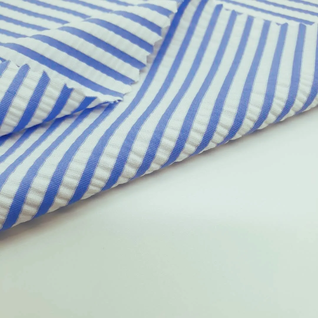  Stipe pattern knitted polyester nylon spandex jacquard textured four way stretch fabric for swimwear and sports