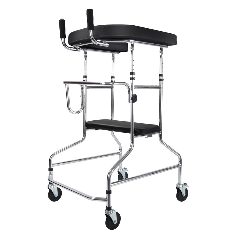 Adult lower limb training rehabilitation standing frame walking aid with seat