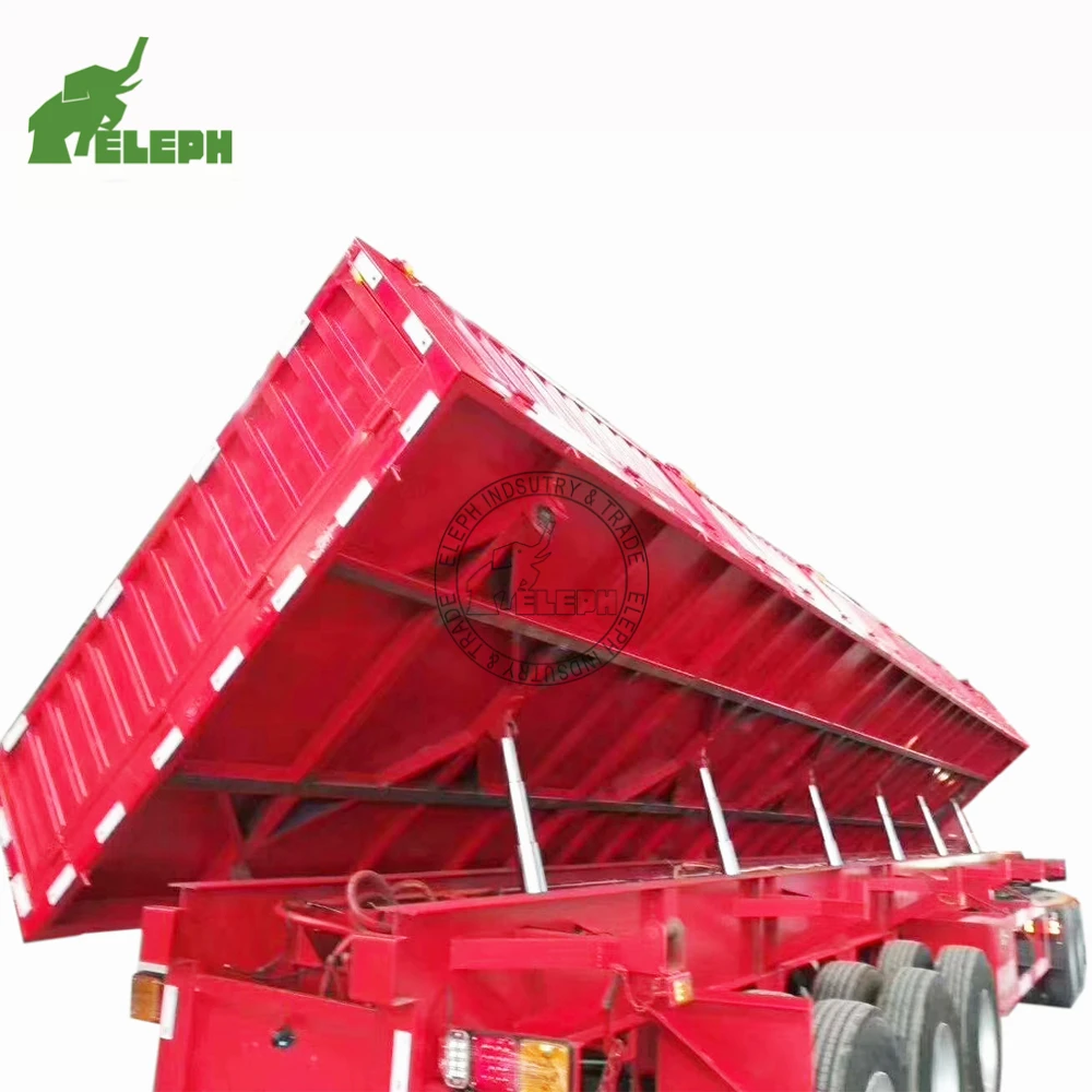 china hydraulic lift side tipping dump truck semi trailer for sale 07
