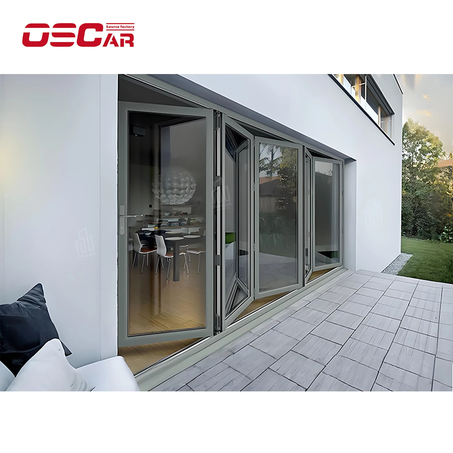 Oscaracso Hot sale retractable gates sliding gate aluminum trackless folding gate