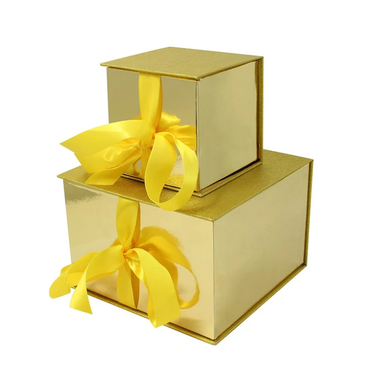 Золотые блестящие подарочные коробки с наполнителем для рождественских подарков Упаковочная коробка День святого Валентина