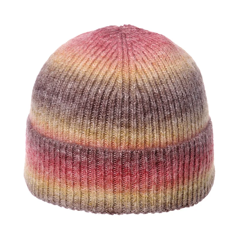 SHUMON Wholesale online store hot products women warm winter tie dye hat thick knitted custom printed beanies
