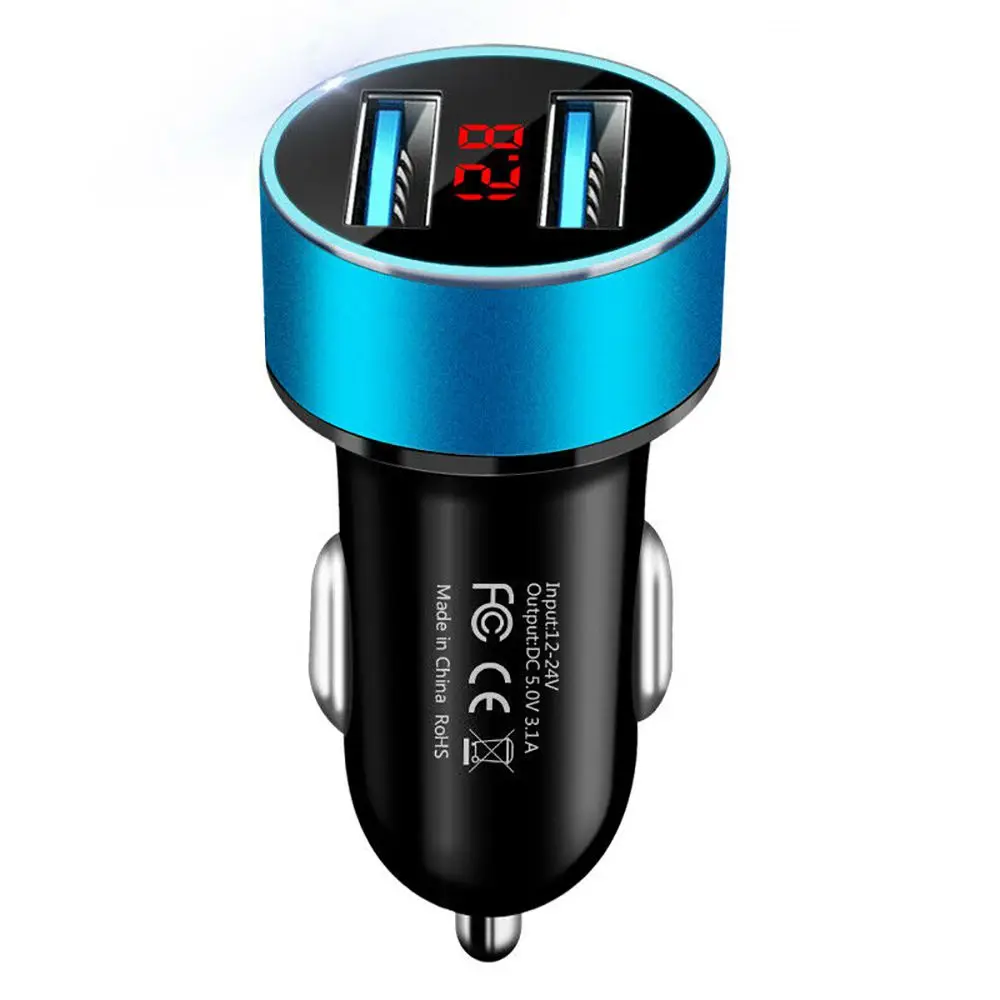  Универсальное автомобильное зарядное устройство с двумя USB-портами QC3.0 + 2 4 A и светодиодным цифровым